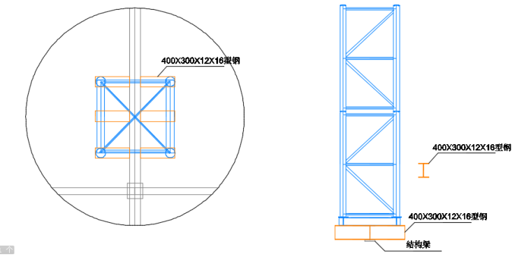 [肇庆]商务会展创客综合体建筑工程主体结构施工方案（205页）-56钢梁支撑胎架大样