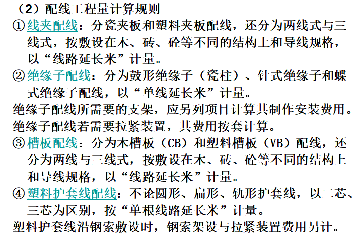 建筑电气工程施工图预算编制-配线工程量计算规则