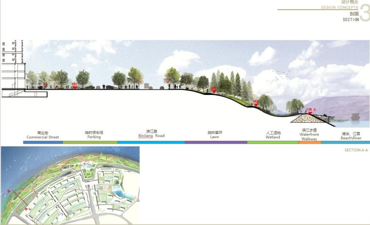 [重庆]某半岛滨江公园景观方案文本设计PDF-剖面图