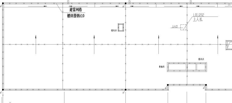 某宾馆供电设计图-屋顶防雷平面图