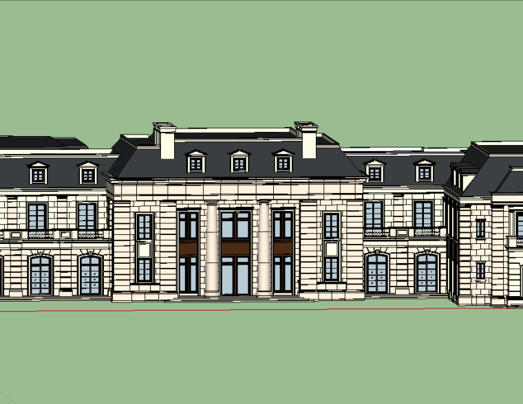 高新区建筑3D模型下载资料下载-新古典会所建筑模型设计