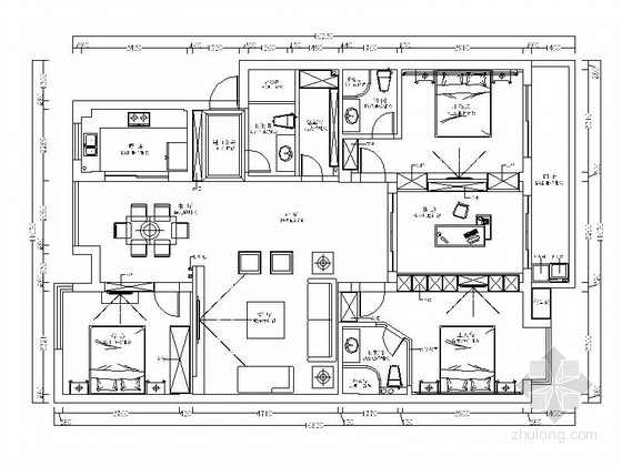 家装家居CAD图资料下载-[原创]温馨舒适三居室家装CAD施工图（含效果图）