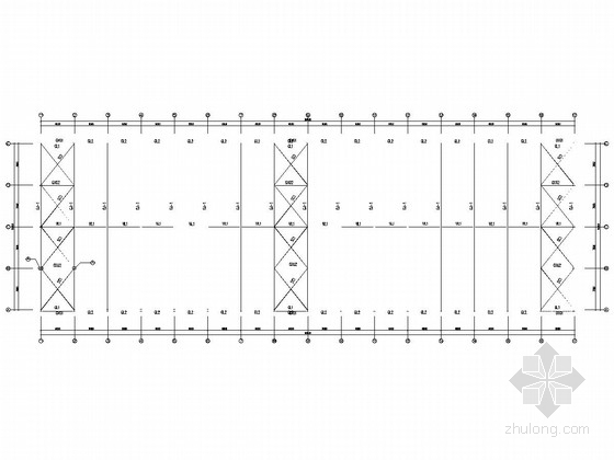 30m跨单层轻钢结构厂房结构施工图-屋面支撑布置平面图 