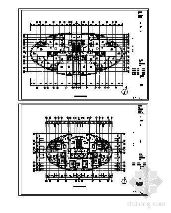18层两梯四户cad资料下载-椭圆形核心筒户型平面一梯两户一梯四户