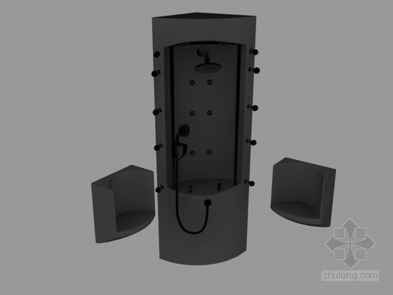 淋浴间花洒cad资料下载-组合淋浴头3D模型下载