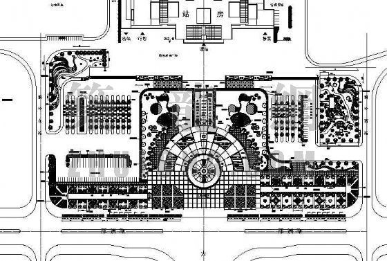 广场绿化配置资料下载-某火车站广场绿化平面图