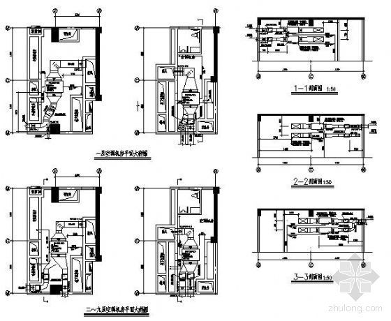 酒店空调机房接管大样图资料下载-某写字楼空调机房与冷媒管井安装大样图