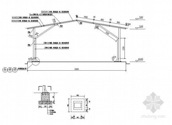 张拉膜车棚施工图资料下载-小区自行车棚施工图