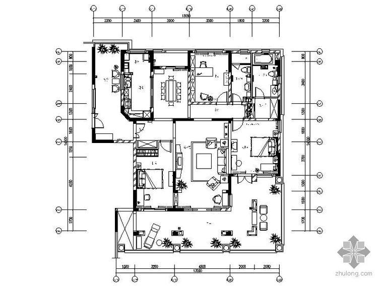 四室两厅样板房施工图资料下载-[苏州]三室两厅样板房施工图