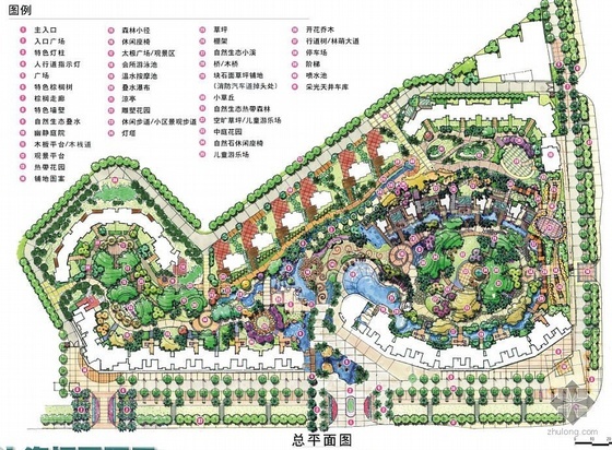 住宅小区景观设计总平面图资料下载-[手绘]深圳某小区景观设计总平面图