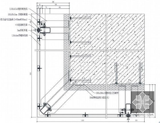 [海南]超高层国际金融中心幕墙专项施工方案350页（玻璃幕墙 铝单板幕墙 石材幕墙）-铝板包柱横剖节点图
