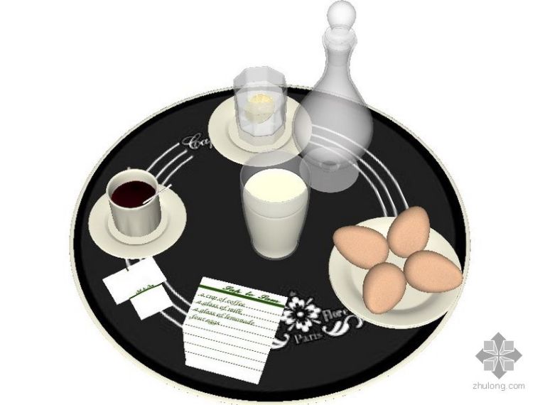 星巴克杯子3d模型stl资料下载-精美餐具托盘