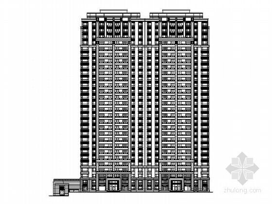 外墙石材cad资料下载-[江苏]高层对称式石材外墙塔式住宅建筑施工图