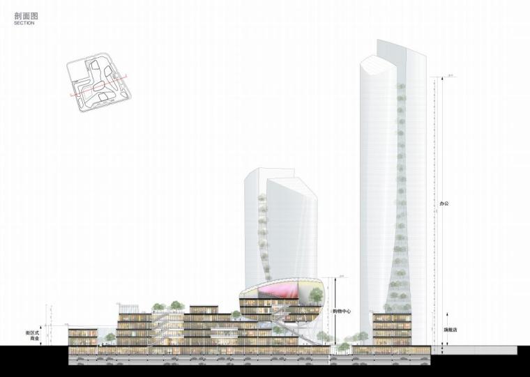 [厦门]生态节能城市综合体设计方案文本（PDF）-剖面图