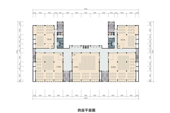 [山东]五层现代风格大学图书馆建筑设计方案文本-五层现代风格大学图书馆建筑平面图