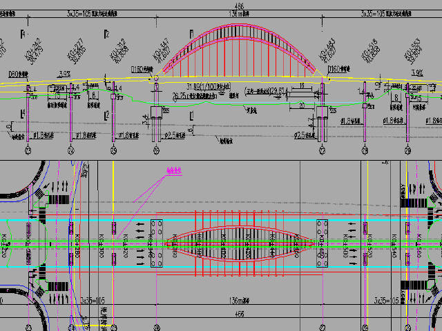 18m高路灯设计图资料下载-含136m下承式拱桥主桥连续箱梁引桥大桥工程设计图258张CAD