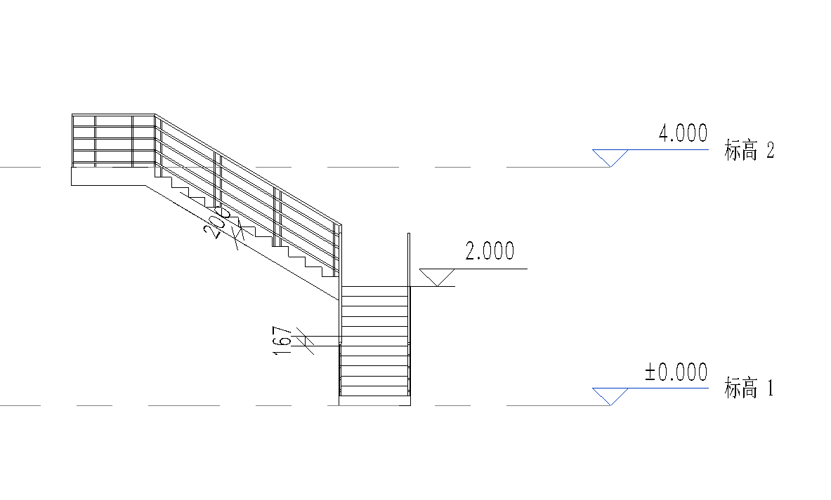 楼梯的斜二测画法图片