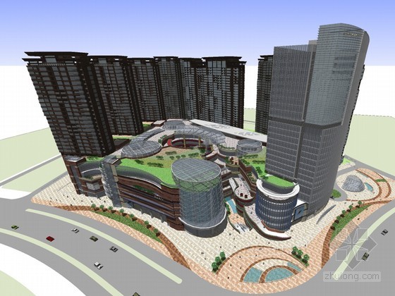 万达大型商场结构图资料下载-大型商场建筑SketchUp模型下载