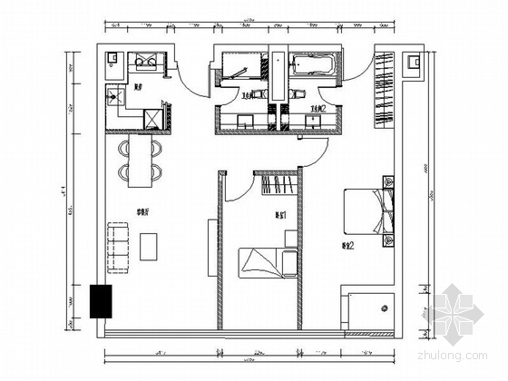 125平米室内装修资料下载-[浙江] 82平米SOHU风格两居室室内装修施工图