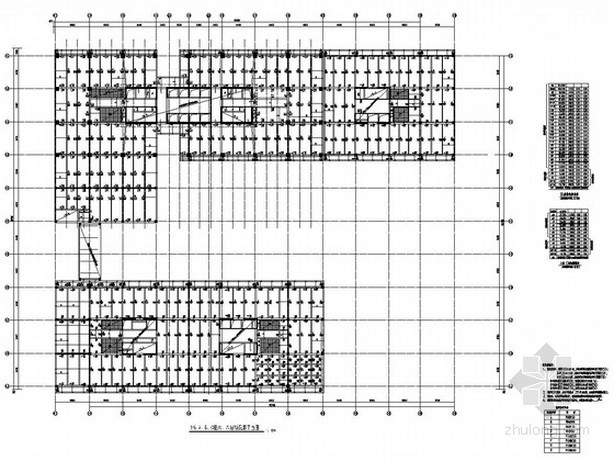 [深圳]ABC三座框架剪力墙结构高层办公楼结构施工图（29万平）-1栋 A、B、C座六、八层板配筋平面图 