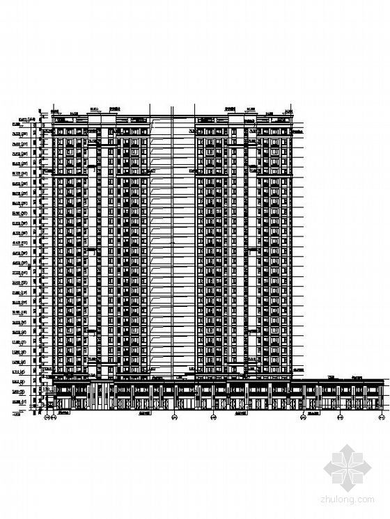 28层新古典风格商住楼建筑设计施工图（2015年6月图纸 推荐参考）-28层新古典风格商住楼建筑立面图