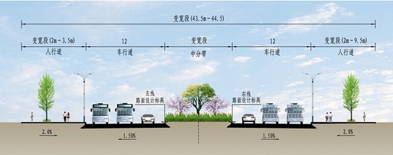 [重庆]城市双洞单向三车道隧道设计图纸全套368张CAD（道路边坡排水照明交通）-路基段标准横断面设计图 