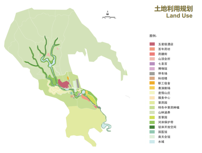 [广东]文化体验街区观光中医药主题养生旅游度假村景观规划设计-土地利用规划图