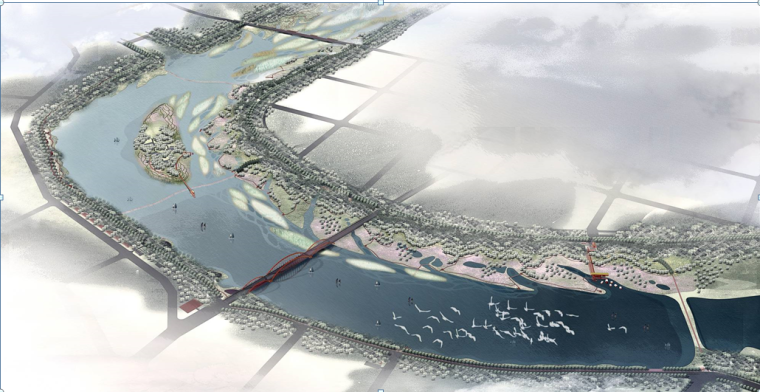 [河北]滦河城段景观方案工程设计（北京知名景观公司）-滨水效果图