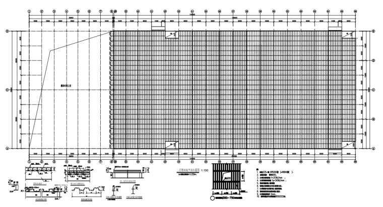 钢承板两层门式钢架厂房结构施工图（CAD，28张）-二层楼承板平面布置图