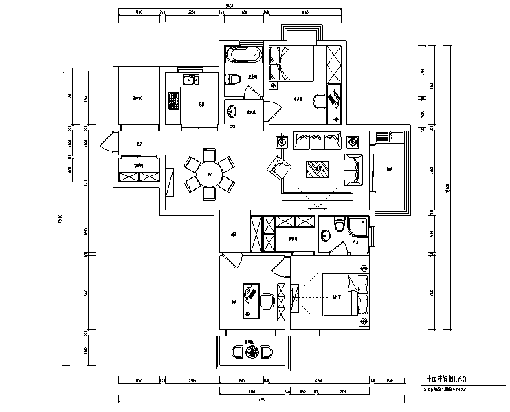 高雅欧式三居室资料下载-现代简约风蓝色淡雅三居室住宅设计施工图（附效果图）