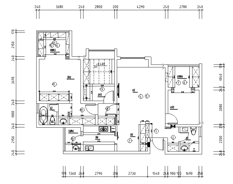 [四川]北欧现代三居室样板房空间设计施工图（附效果图）-隔墙改建图