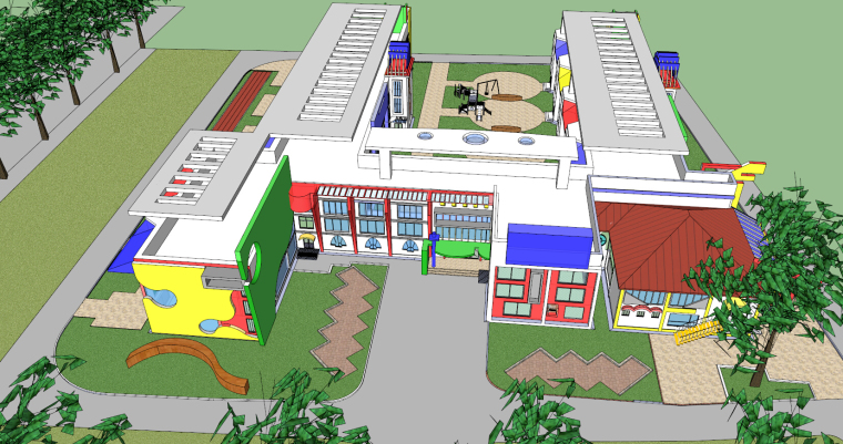 20个精选幼儿园整体规划Sketchup建筑模型-筑龙建筑设计微信 幼儿园模型素材 (20).jpg