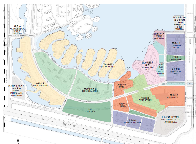 [天津]SOM卫南洼概念城市规划设计方案文本-功能分区图