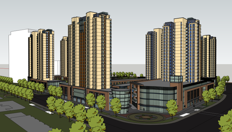 公寓小区建筑设计资料下载-大型高层小区建筑设计模型
