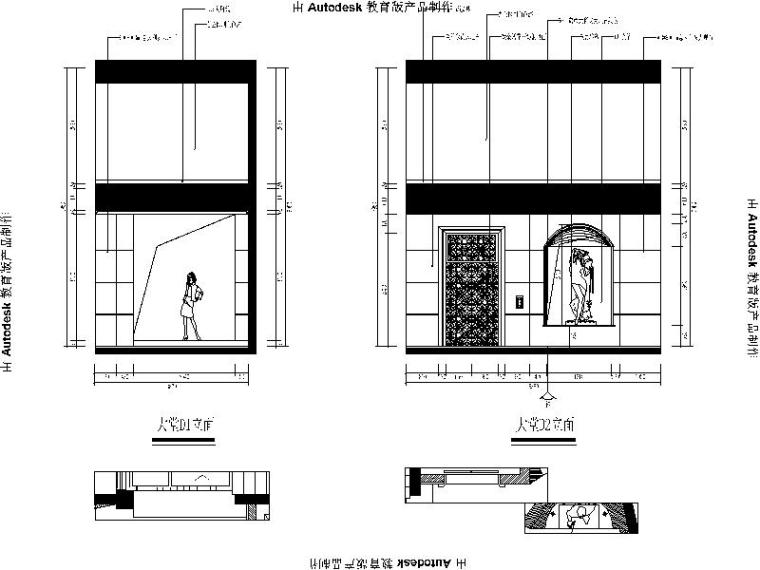 [福州]休闲娱乐音乐会所设计施工图（含效果图）-休闲娱乐音乐会所设计立面图