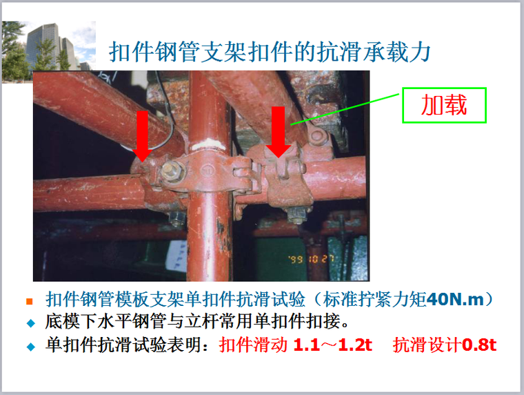 高大模板支撑施工安全技术培训PPT-扣件钢管支架扣件的抗滑承载力