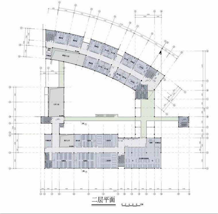 [安徽]某大学的艺术学院建筑方案文本设计JPG（50页）-二层平面图