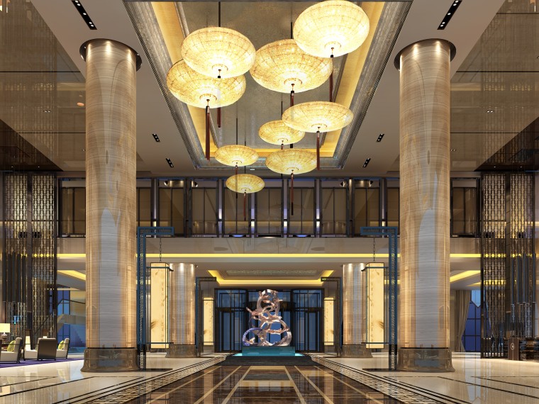 空港物流园设计方案资料下载-[青岛]新中式风格紫玥酒店装修概念设计方案附效果图