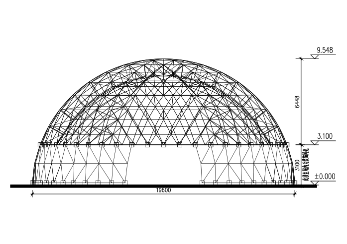 双层建筑cad建筑结构资料下载-20m双层网壳结构施工图（CAD、12张）