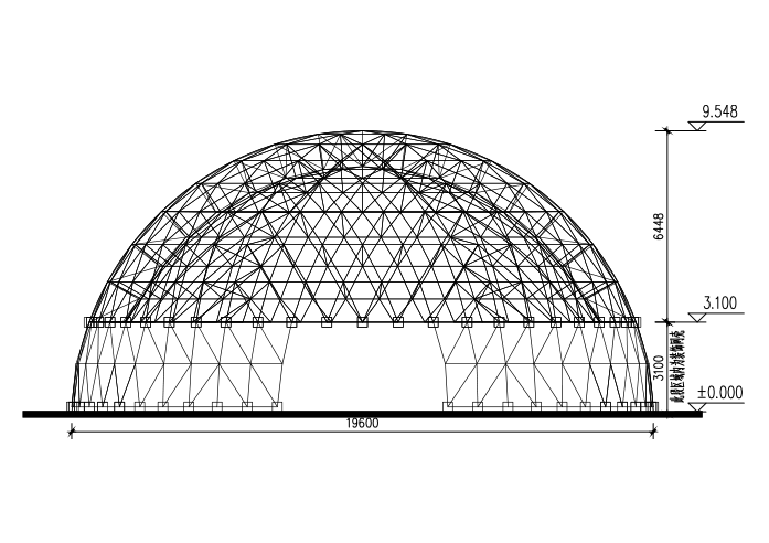 双层设计施工图资料下载-20m双层网壳结构施工图（CAD、12张）