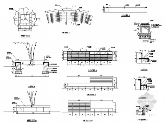 [内蒙古]国际商务休闲豪华酒店住宅景观施工图-树池长椅详图