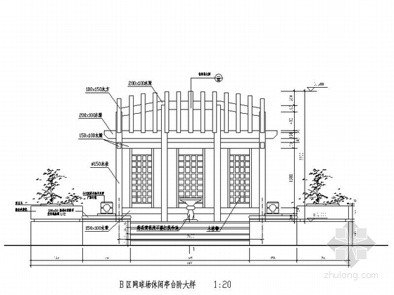 [重庆]交易中心屋顶花园设计施工图-台阶石灯施工图