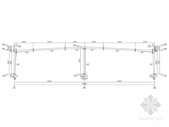 60米跨度结构资料下载-60米长，48米跨度门式刚架结构施工图