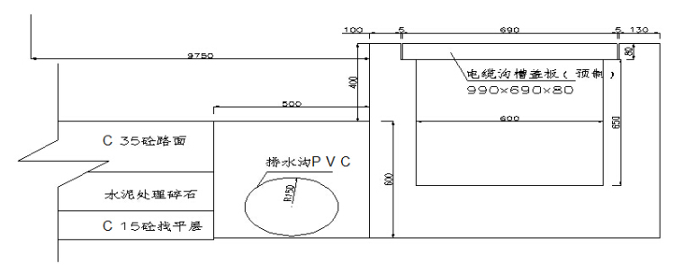 隧道洞口预埋PVC管排水沟工程开工报告-排水沟断面图