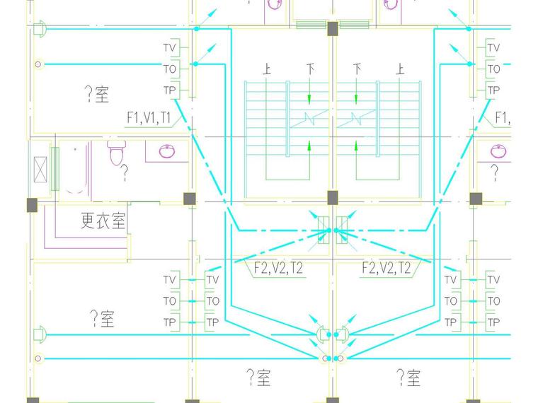 [江苏]低层住宅电气及结构建筑设计施工图-二层弱电、门禁平面图.jpg