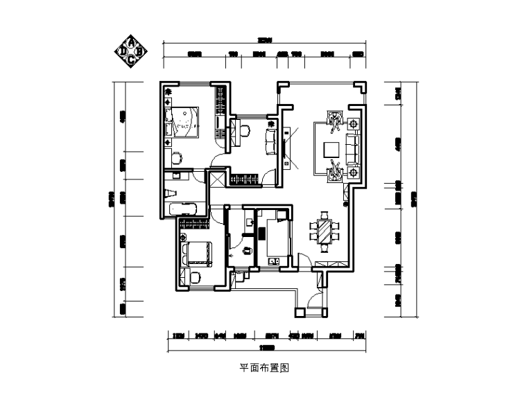 100平米套房效果图资料下载-简约风格两居室130平米CAD施工图(含效果图)