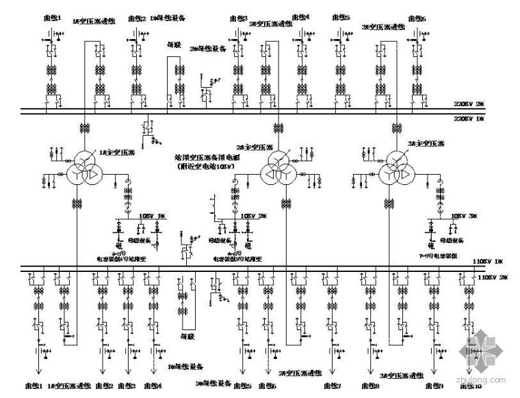 220kv单项牵引变电所资料下载-220KV变电所主接线图