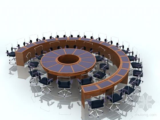大型会议桌CAD资料下载-圆形会议桌组合