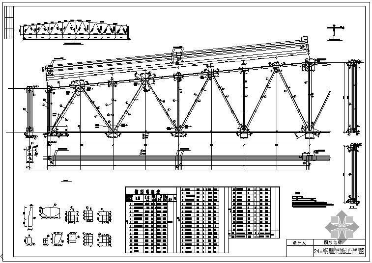 钢屋架24m课程设计资料下载-某24m钢屋架施工节点构造详图