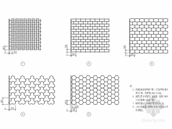城市道路路缘石及人行道施工图32张CAD-联锁型砌块砖铺装样式图